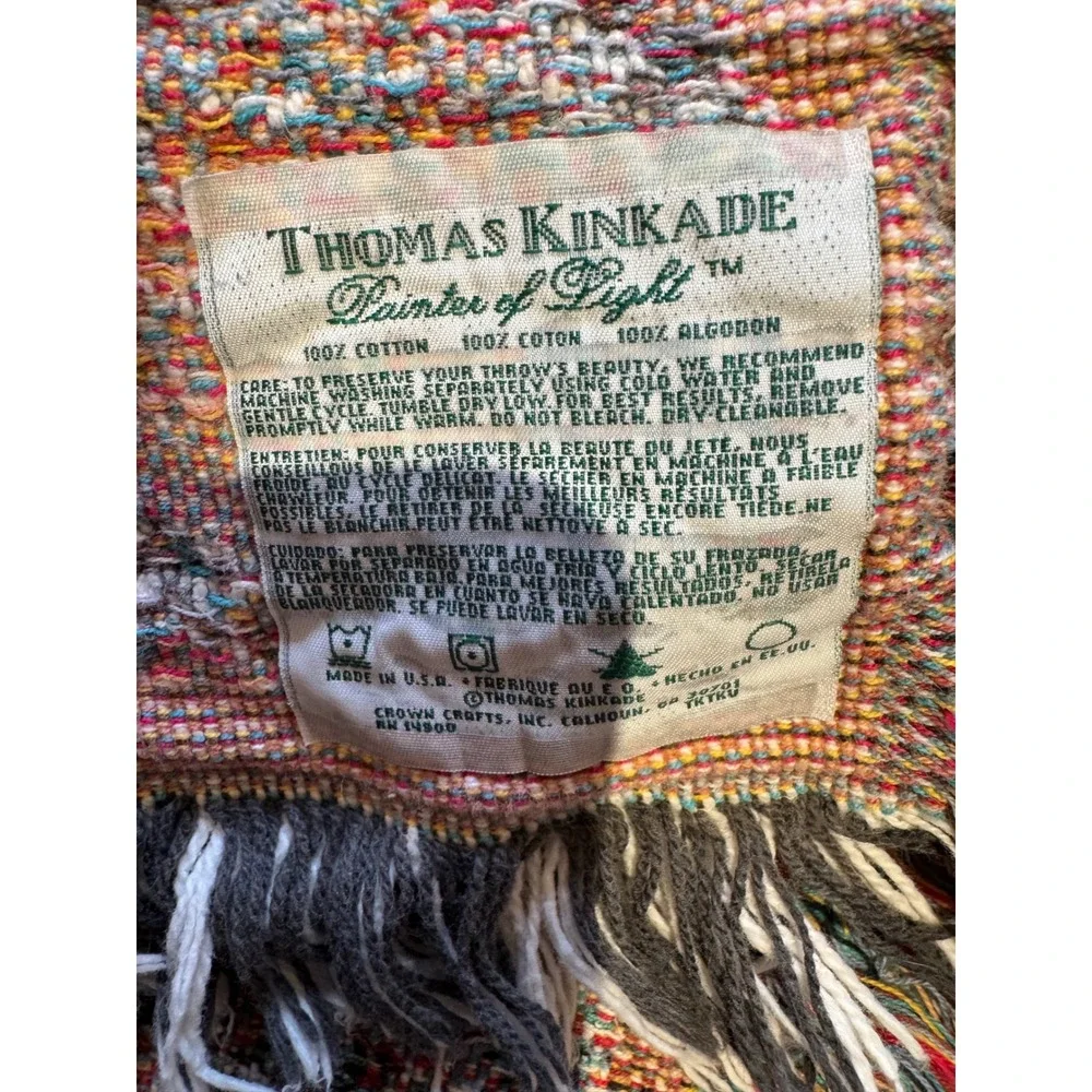 Thomas Kinkade Lighthouse Woven Throw Blanket‎ Tapestry 40x59 Coastal Cottage